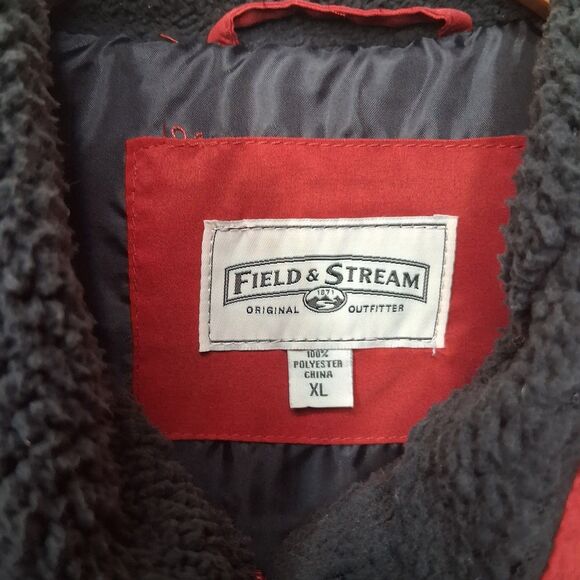 Field & Stream Puffer Vest Men's XL Red Quilted Insulated Full Zip Sherpa Collar - Picture 4 of 7